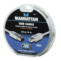 CABLE USB V2.0 A-B 1.8M, PLATA CANSHELL