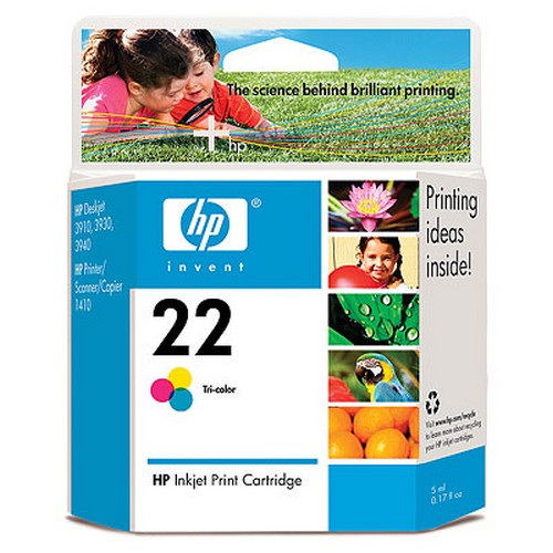 TINTA (22) COLOR (C9352AL / DL) P/DESKJET 3910, 3920, 3930, 3940, PSC1410, 4355, F4180, D1460, C2460,