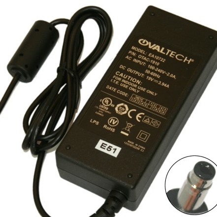 Adaptador Ovaltech para Computadora Portatil ACER/DELL/HP c/cable 19V/3.94AH