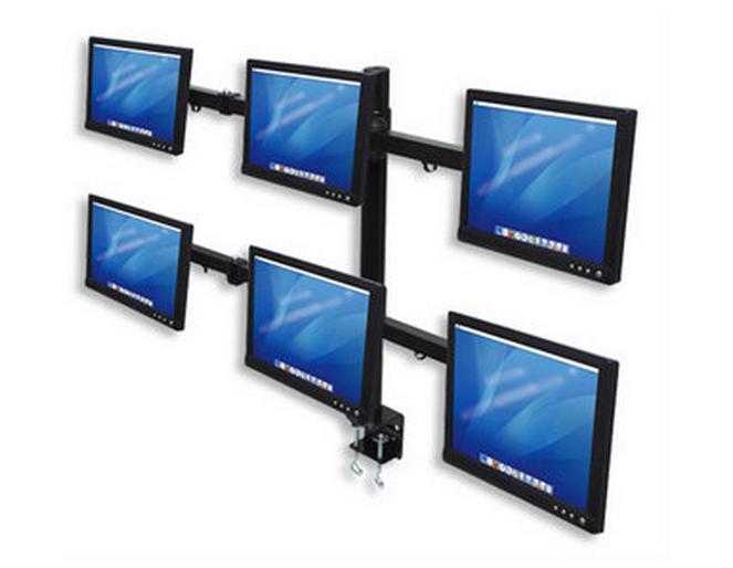 Soporte de Pared para 6 Monitores LCD, Negro