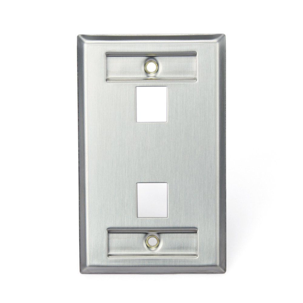 Leviton 43080-1L2 Quickport Tapa De, solo Gang, de acero inoxidable de 2 puertos