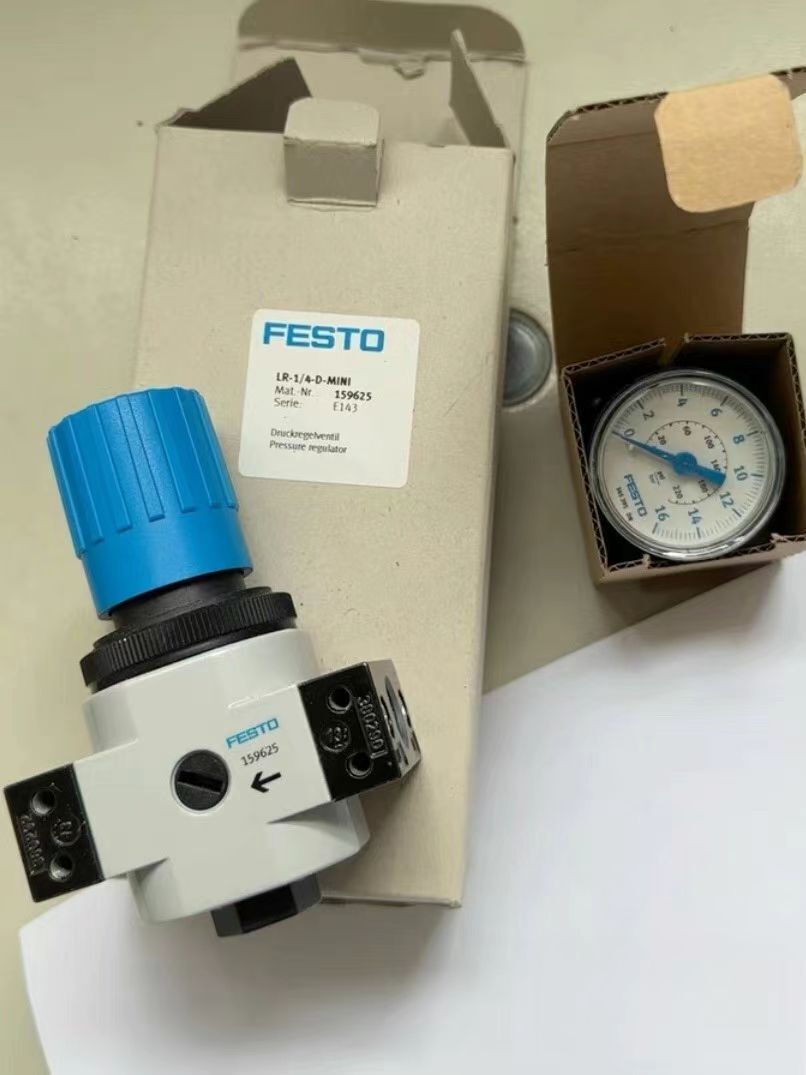 LR-1/4-D- MINI REGULADOR DE AIRE COMPRIMIDO MARCA FESTO INCLUYE MANOMETRO CON ESCALA