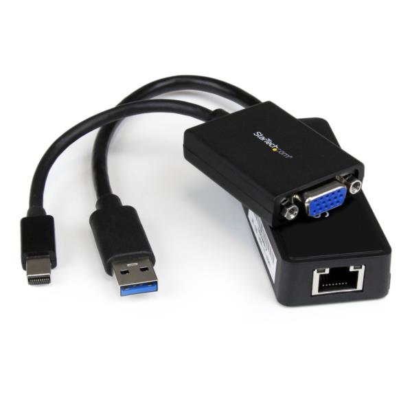 Juego de Adaptadores VGA y Ethernet Gigabit para Lenovo® ThinkPad® X1 Carbon - MDP a VGA - USB 3.0 a RJ45