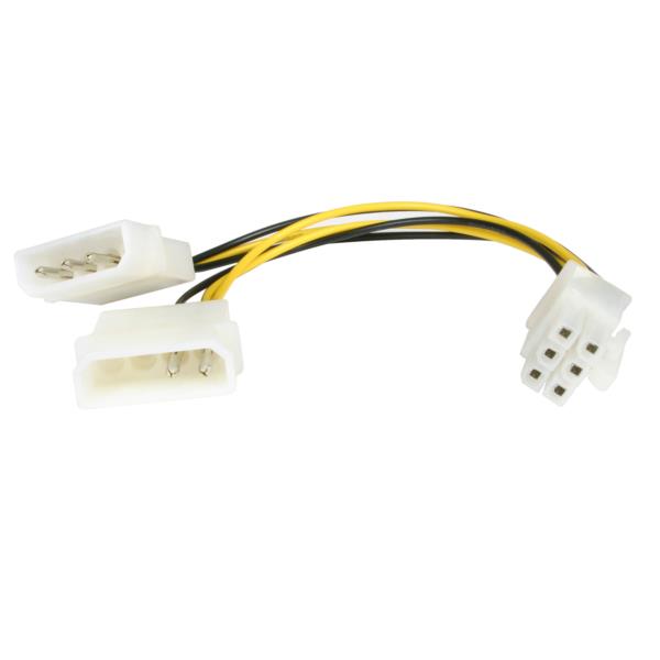 Cable de 15cm Adaptador de Alimentación LP4 Molex a PCI Express de 6 Pines para Tarjeta de Video