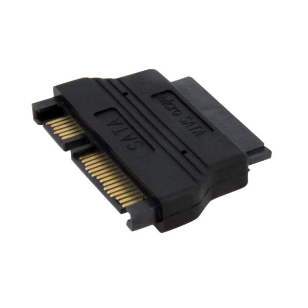 Adaptador Micro SATA 16 Pines a SATA Datos y Poder 15 Pines + 7 Pines - Negro
