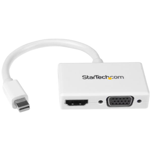 Adaptador Mini DP de Audio/Video para Viajes - Convertidor Mini DisplayPort a HDMI o VGA - 1080p Blanco