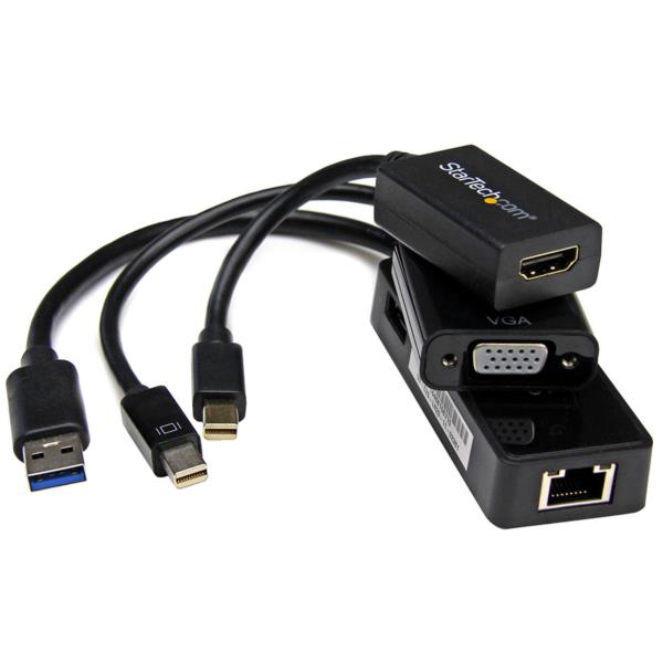 Juego de Adaptadores para Surface Pro 4 / Pro 3 / Pro 2 - Mini DisplayPort a VGA y HDMI - USB 3.0 de Red