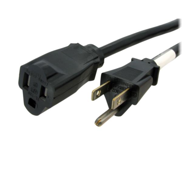 Cable de 1.8m Extensor de Alimentación para Computadora NEMA 5-15R a NEMA 5-15P Macho a Hembra