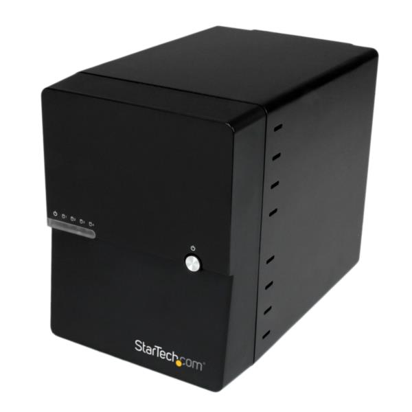Gabinete Disco Duro Externo 4 Bahías de 3.5" SATA III USB 3.0 UASP RAID JBOD eSATA con Ventilador - Negro