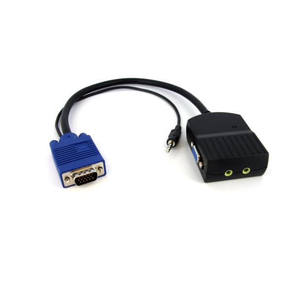 Mini Duplicador Divisor de Video VGA y Audio de 2 puertos HD15 Compacto - Cable Splitter Bifurcador