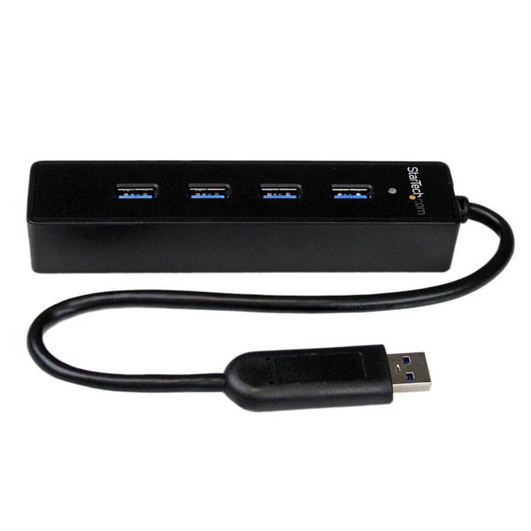 Adaptador Concentrador Hub  USB 3.0 Super Speed Portátil de 4 Puertos Salidas - Negro