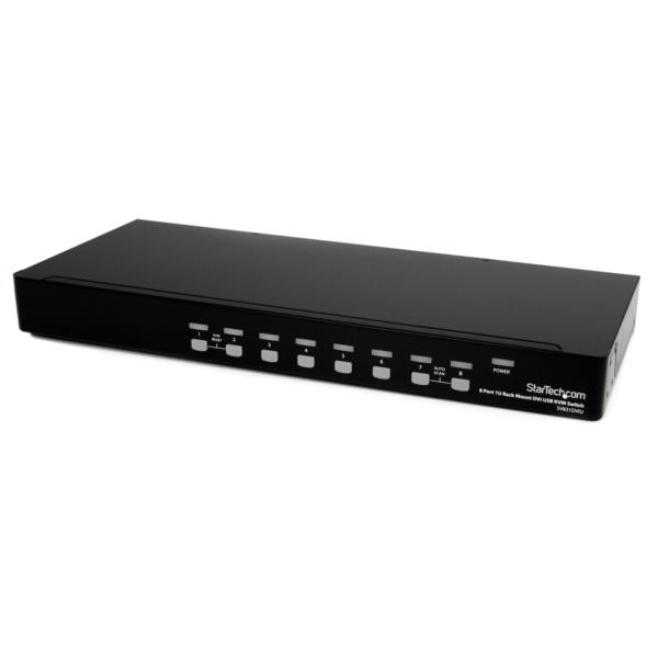 Conmutador Switch KVM 8 Puertos de Video DVI USB 2.0 USB B - 1U Rack Estante