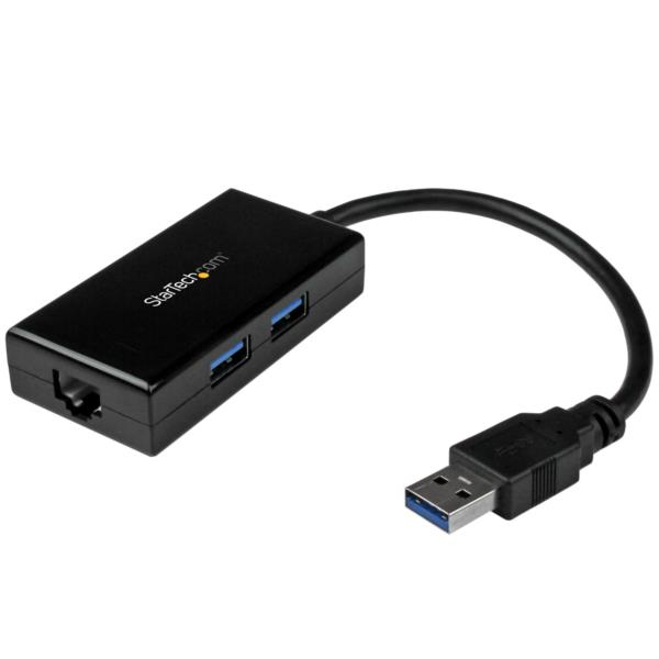 Adaptador de Red Ethernet Gigabit Externo USB 3.0 con Concentrador Incorporado de 2 Puertos USB