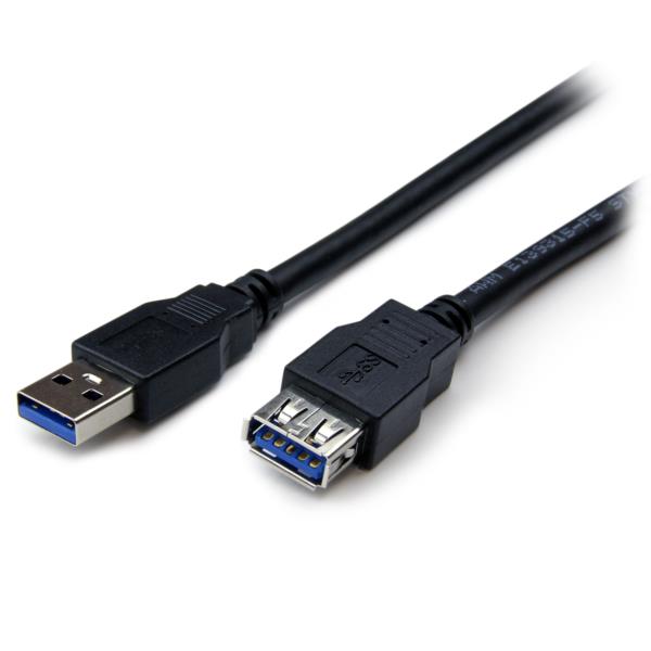 Cable 1m Extensión Alargador USB 3.0 SuperSpeed - Macho a Hembra USB A - Extensor - Negro