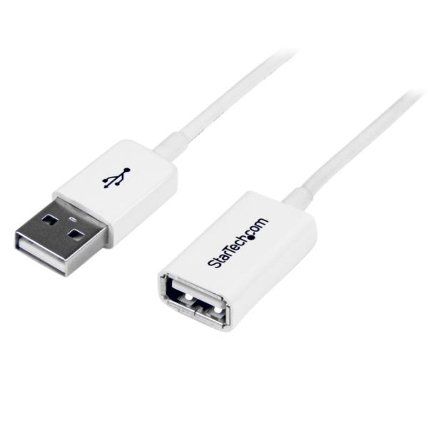 Cable de 2m de Extensión Alargador USB 2.0 - Macho a Hembra USB A - Extensor - Blanco