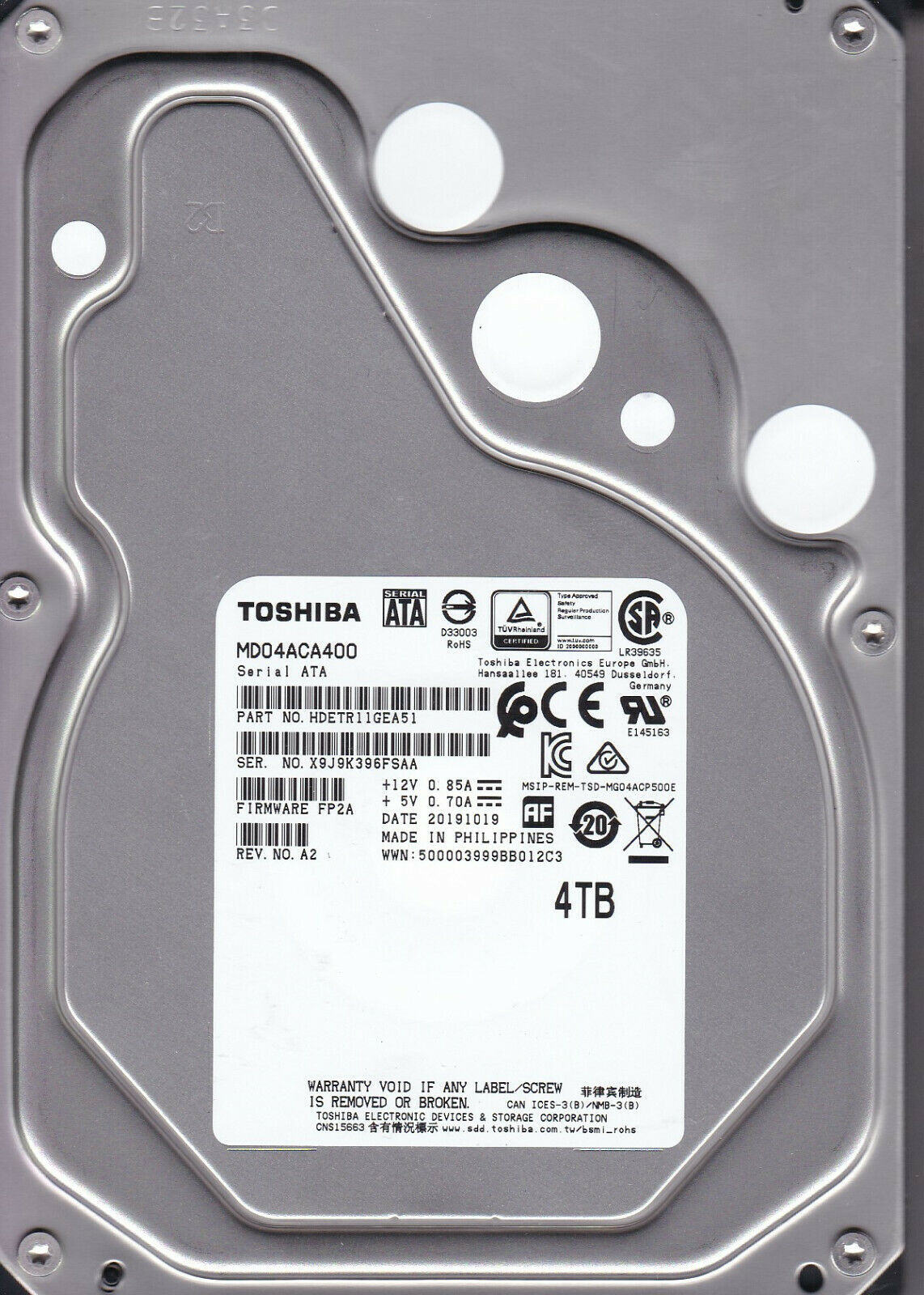 Toshiba MD04ACA400 4TB 3.5" SATA HDD A4-07