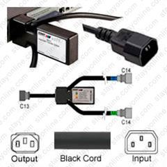 Zonit uATS1-HV-YaC13-6-zC14-6 ATS Input C14 locking connector 6 Feet to output C13 locking connector on a 6 Feet long cord